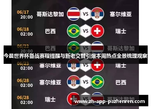 今晨世界杯备战赛程提醒与新老交替引爆本周热点全景梳理观察 今晨世界杯备战赛程提醒与新老交替引爆本周热点全景梳理观察